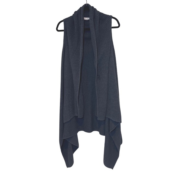 Merona Womens‎ Open-Front Draped Vest Cardigan Gray Knit Hi-Low Waterfall Sz XXL - Picture 1 of 12
